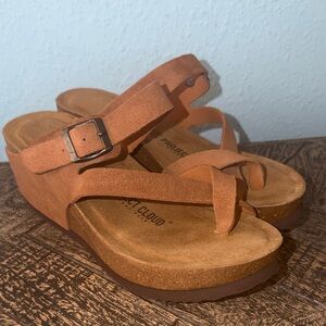 Project Cloud Women's Brown Wedge Sandals Size 9 Genuine Leather